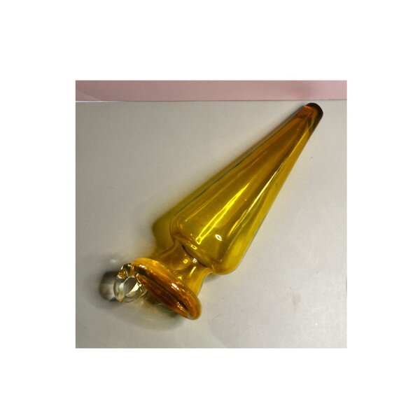 Vintage Amber Glass Hanging Bud Vase Wall Mount Boho Decor Accent - Picture 3 of 5